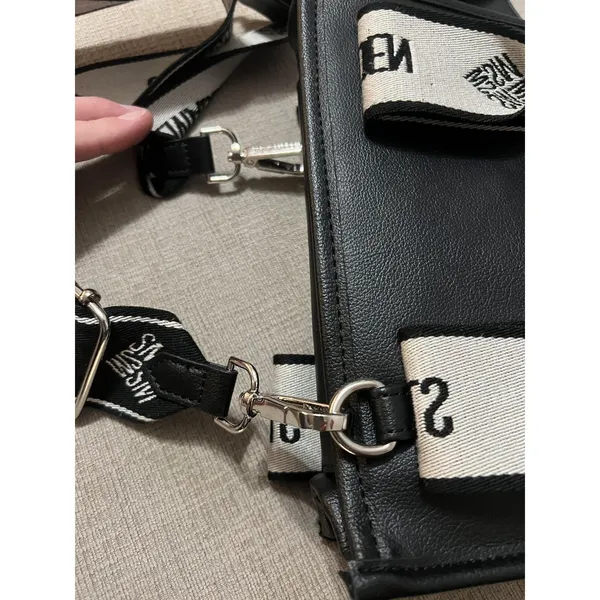 Steve Madden Crossbody Bag Womens Small Black Logo Strap Pouch Set Shoulder - Image 5