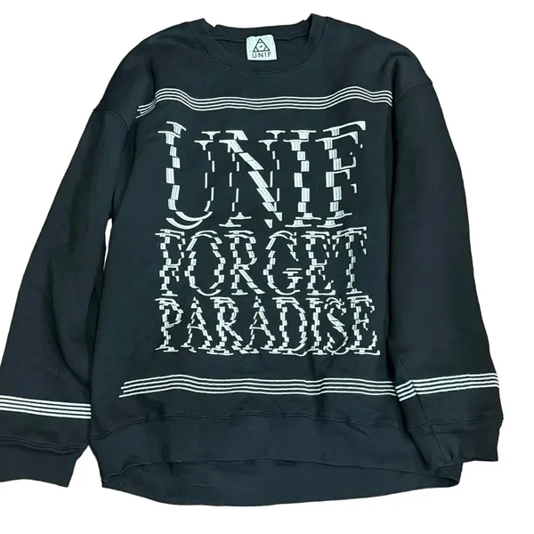 UNIF ‘Forget Paradise’ Pullover Crewneck Sweatshirt - Size Large - Black & White - Image 10