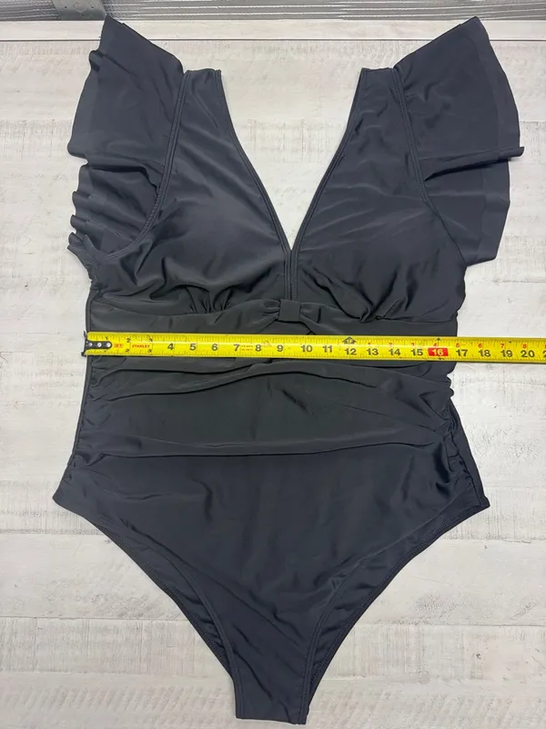 Plus Size Tummy Control Swimsuit Full Coverage Retro Ruffle Swimwear - Image 7