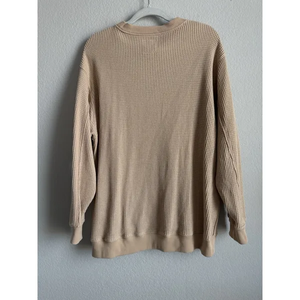 Aerie Womens Medium Waffle Knit Long Sleeve Pullover Crewneck Chicago Loungewear - Image 4
