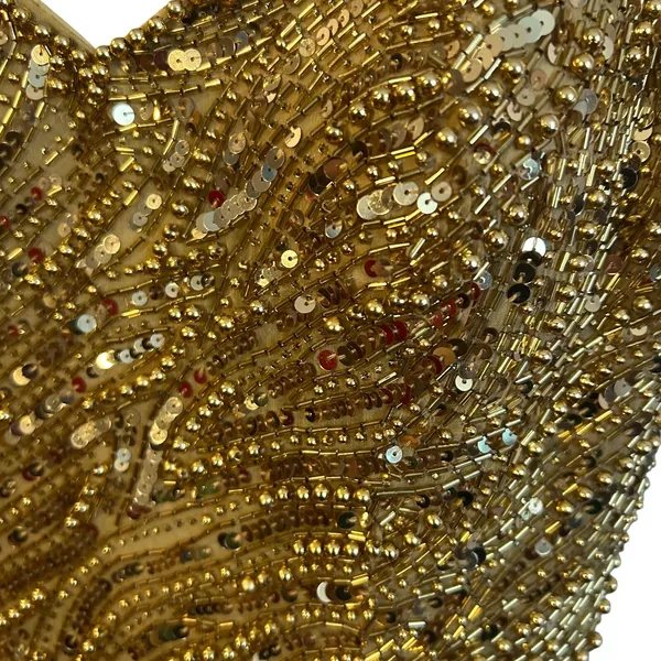 VTG Nite Line AJ Bari Gold Beaded Silk Dress Sweetheart Evening Gown 4 Trophy - Image 11