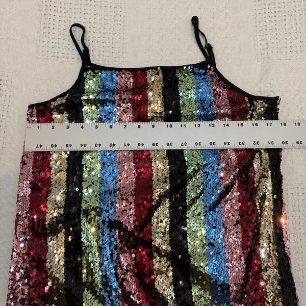 medium sequin multicolor striped mini dress metallic D4 2921 Blue - Image 3
