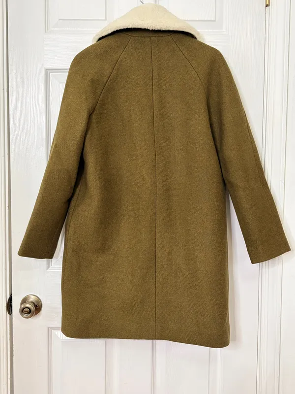 Madewell Eldridge Insuluxe Zip Coat Olive Wool Cashmere Sherpa Collared Winter Minimal NWT S $328 - Image 3