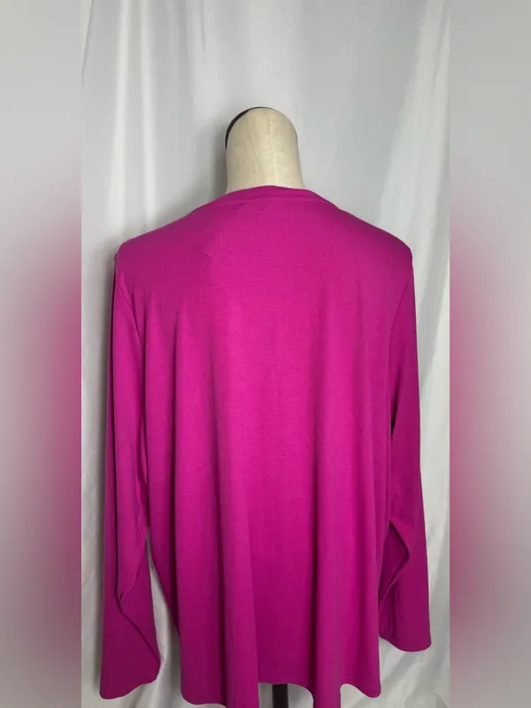 Vigilo Women's Fuchsia casual ribbed Long-Sleeve Top 2x NWT - Image 5