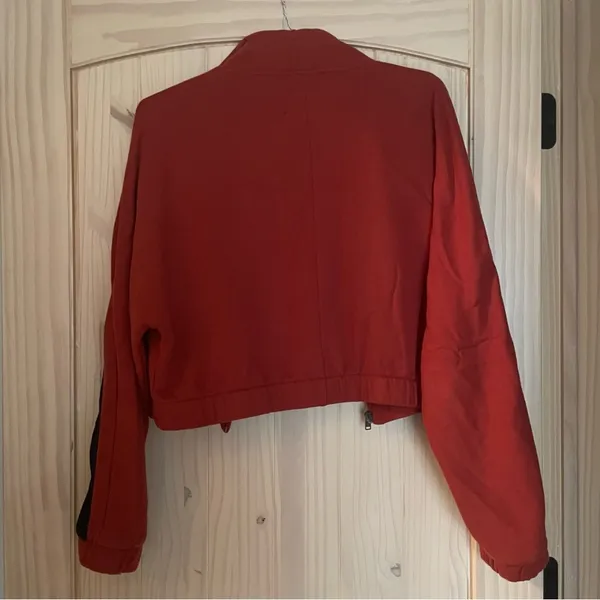 Hollister Retro Striped Baggy Cropped Zip Up Hoodie Sweatshirt Jacket Large - Image 6