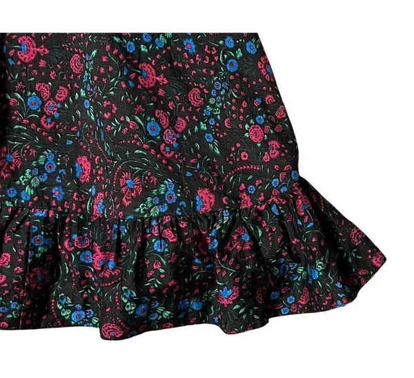 $232 Anthropologie Sabina Musayev S Black Mini Dress Floral Backless Ruffle Pink - Image 5
