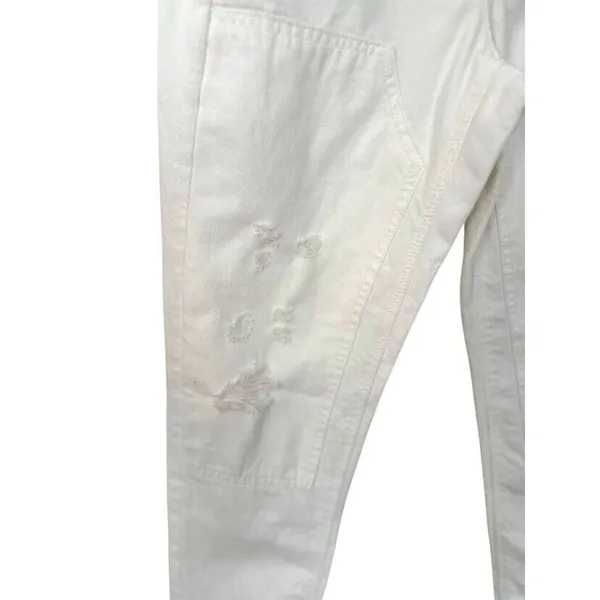 AMERICAN EAGLE Hi-Rise Tomgirl Denim‎ Jeans Size 6 Long White Distressed NEW - Image 4