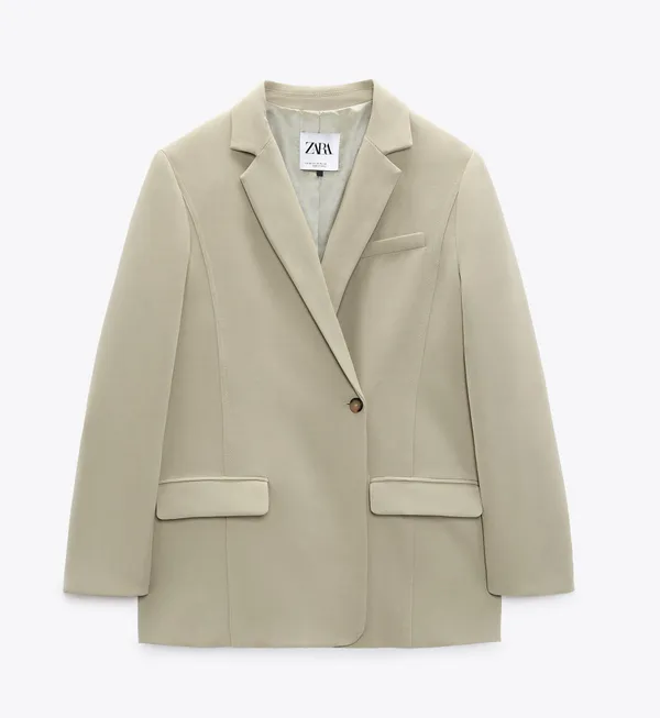 Zara blazer boyfriend relaxed ovsersize olive green casual Suit Jacket - Image 2