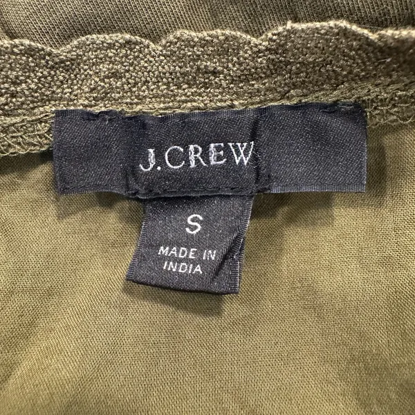 J.Crew Eyelet Lace Ruffle Blouse Tank Small Olive Green Cottage Peasant Boho - Image 7