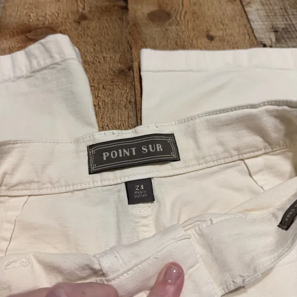 Point Sur J. Crew Women's Cream Wide Leg Crop Trouser Pants Sz 24 Preppy Classic - Image 3