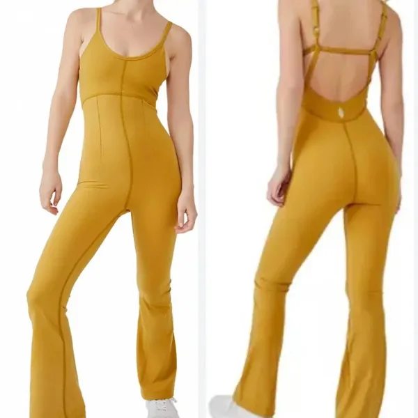 Free‎ People Movement All Star Onesie Jumpsuit Alchemy Yellow Size Medium - Image 2
