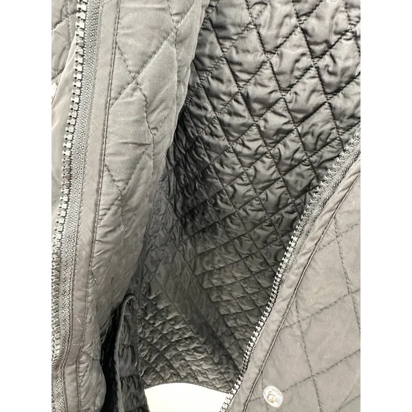 Garnet Hill Women's Quilted‎ Coat Jacket Black Sz 14 Removable Hood - Image 7