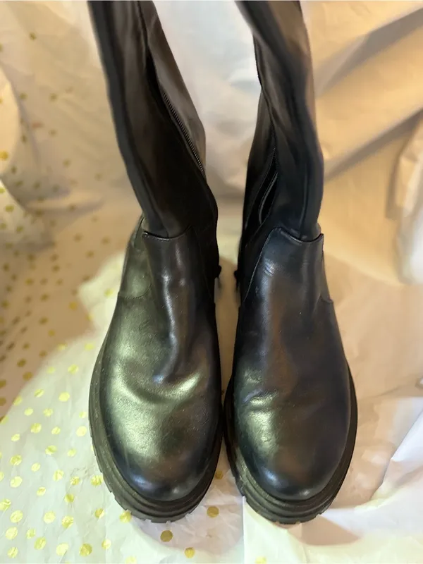 INC International Concepts Black Over-the-Knee Chelsea Lug Boots - Image 4