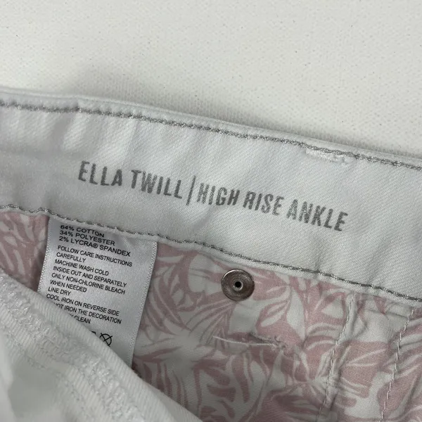 Tommy Bahama Pants Womens 6 White Ella Twill High Rise Ankle Glitter‎ Trim - Image 10