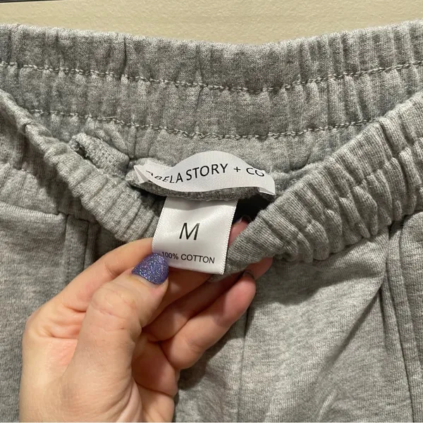 Abela Story + Co Wide Leg Sweatpants Light Grey Size Medium - Image 6
