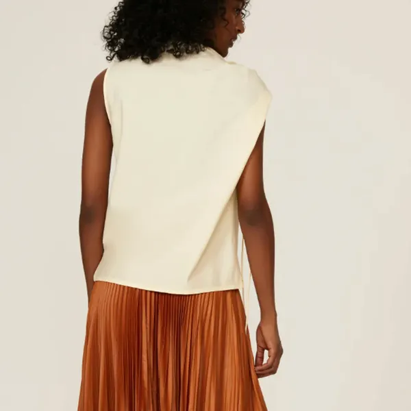 Tory Burch Butter Yellow Ruched Top SIZE 8 Office Work Cotton Designer $348 - Image 3
