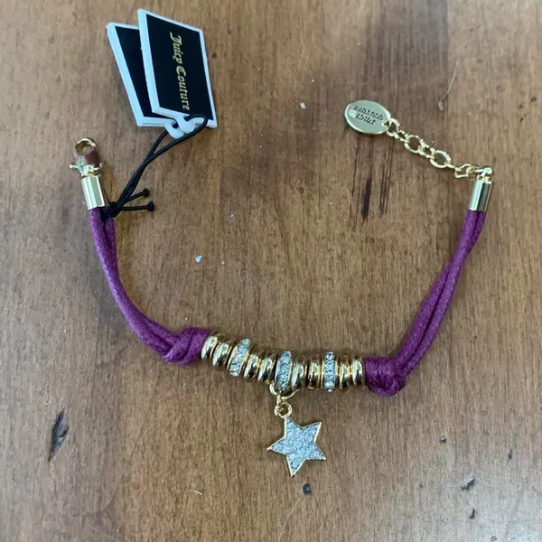 Juicy Couture B-Corded Friendship Bracelet Silver Pave Crystal Star Charm Bundle - Image 3