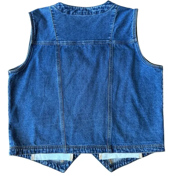 Vintage Bill Bass jean blue denim vest 1X - Image 3