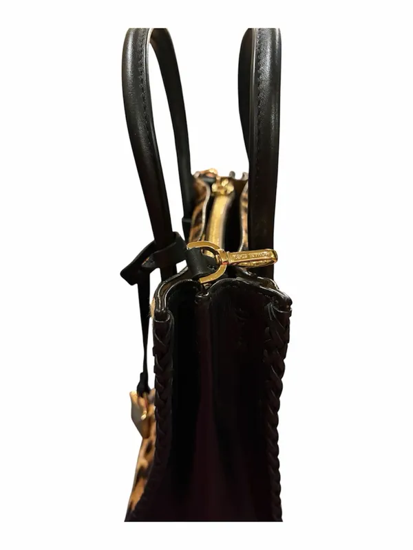 Michael Kors Mercer Leopard Calf Hair Crossbody Tote Handle Bag w/ Strap - Image 6