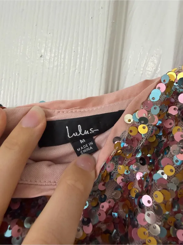 Lulus Crave it Like Candy Pink Multi Sequin Puff Sleeve Mini Dress‎ Concert - Image 4