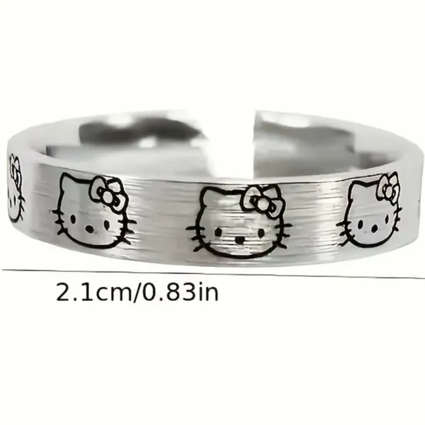 Hello Kitty Stainless Steel Silver Adjustable Band Size 7-9 - Image 2
