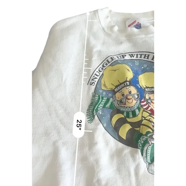 Jerzees Vintage 90s Hershey's Hot Cocoa Sweatshirt XL White Graphic Crewneck - Image 11