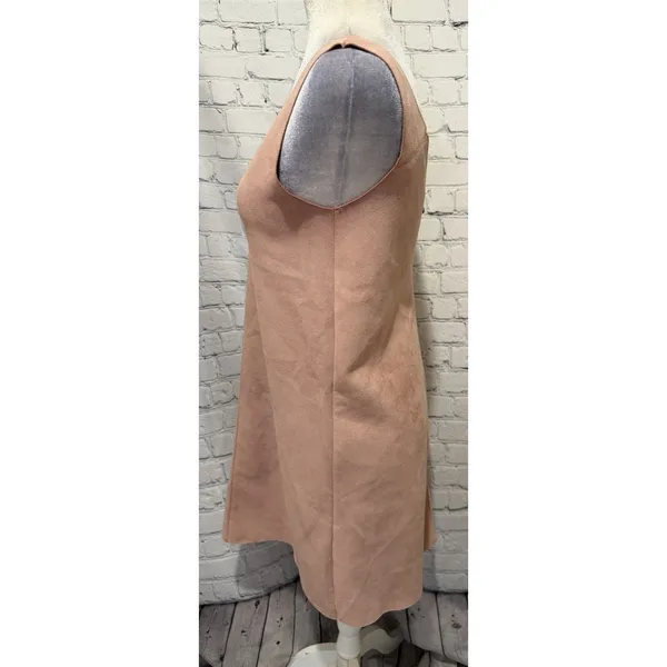 Zara Faux Suede Addison Shift Dress Pink Size Medium - Image 4
