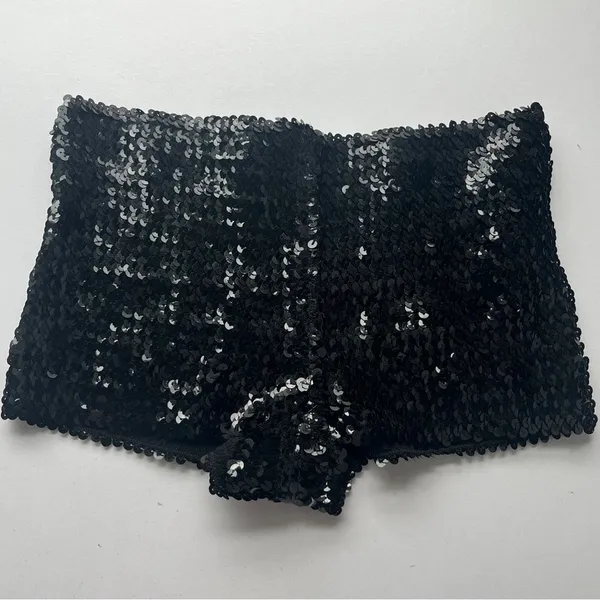 Boutique Black Sequin Dance Sexy Stretch Booty Women's Shorts Small - Image 4