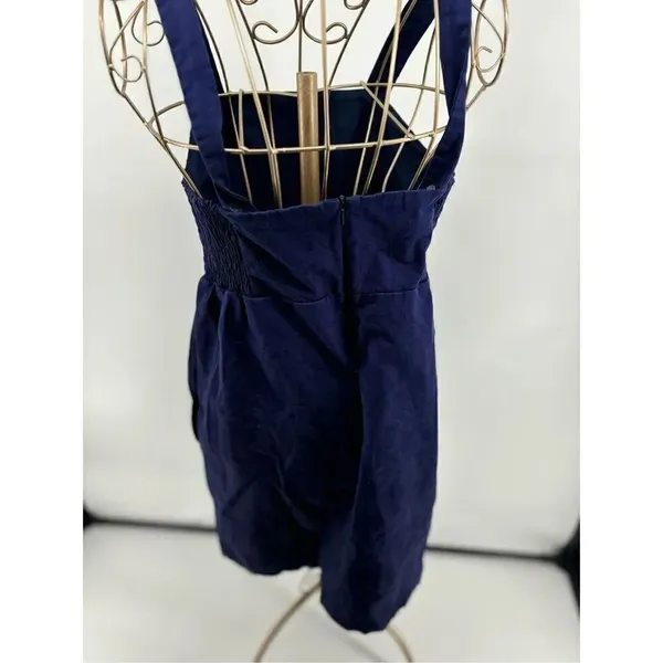 Tori Richard Navy Palm Tree Print Mini Dress Women Size 6 Tropical Resort - Image 10