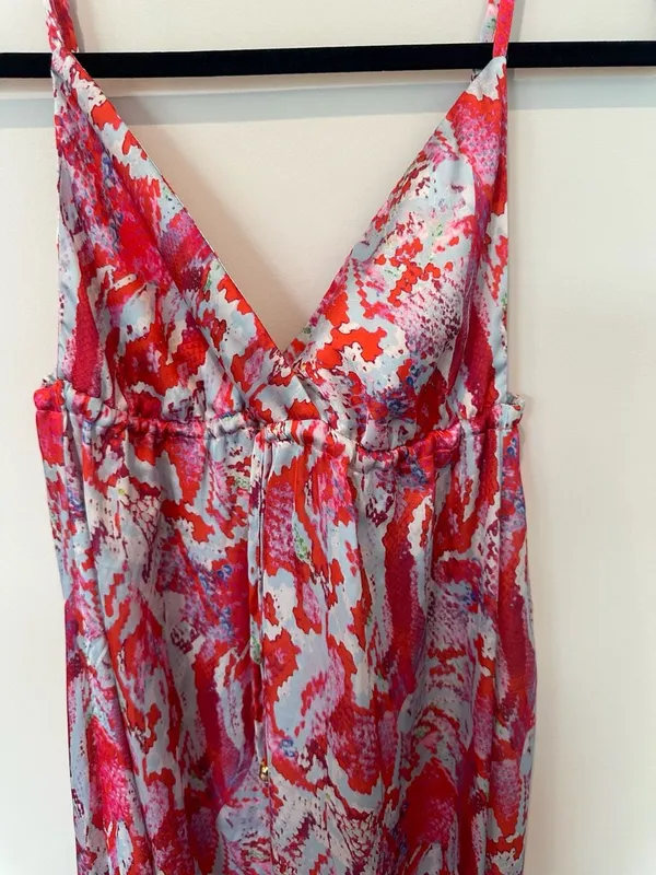 Pilyq Maxi Dress Size M/L Red Print Sleeveless V-Neck - Image 2