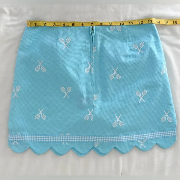 Vintage 90s y2k Lilly Pulitzer Scallop Tennis Mini Skirt - Pool Blue - 2P - Image 6