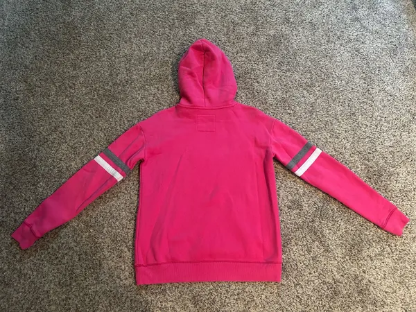 Hollister Hot Pink Hoodie Striped Sleeve - Image 3