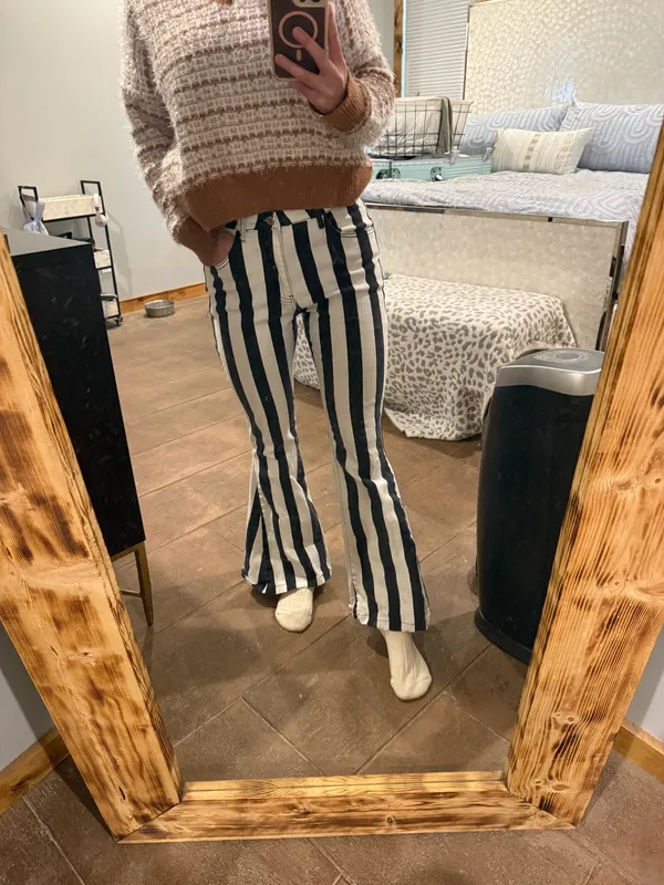 Altar’d State Striped Bell Bottom Jeans - Image 2