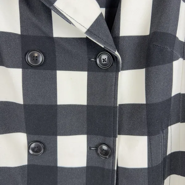Banana Republic Women’s Plaid Black White Double-Breasted Pea coat Office Size S - Image 10