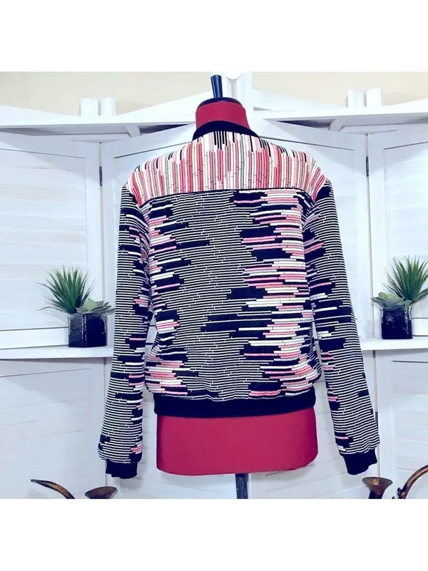 Anthropologie Weston Quilted Bomber Jacket Pink Black Small - Image 3