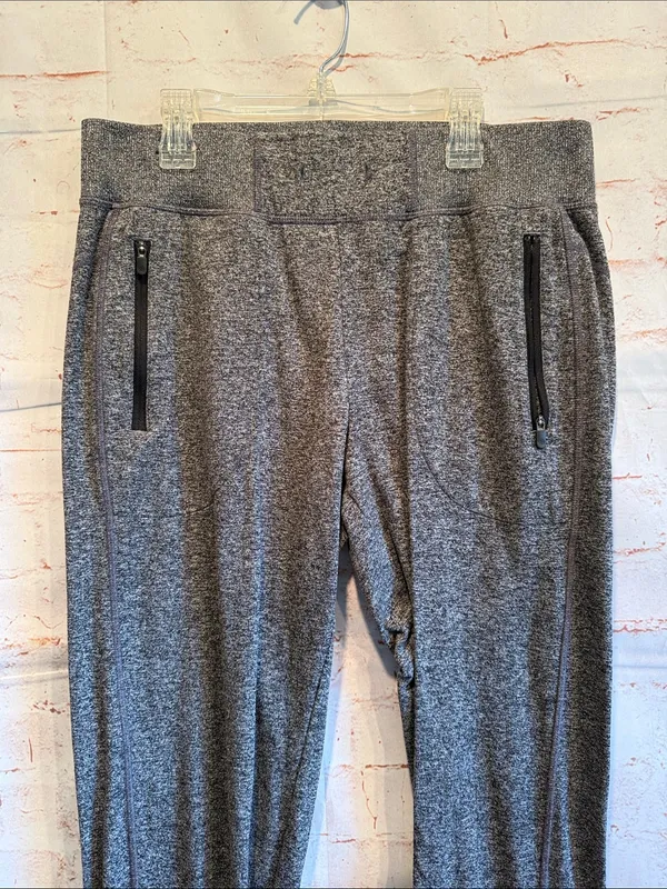 Zella Med Heather Gray Performance Jogger Pants zip pockets wide waistband cozy - Image 2