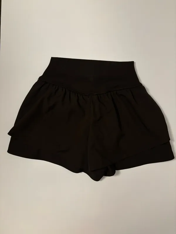 Black Layered Athletic Shorts - Image 2