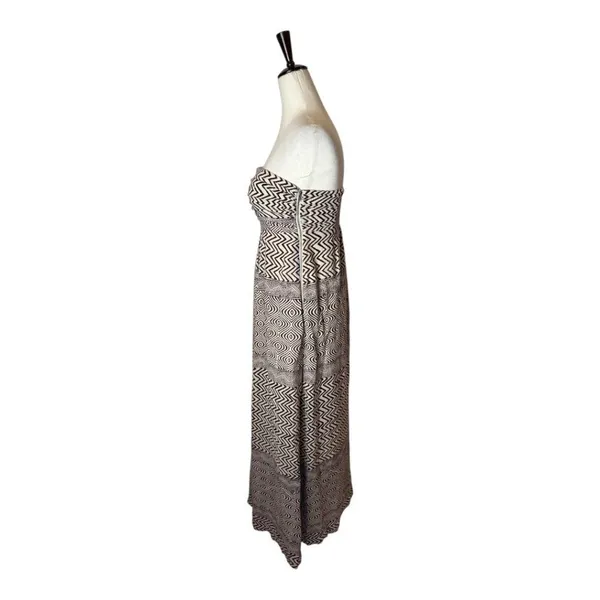 Anthropologie Edme & Esyllte Dress‎ Women 0 Ivory Brown Strapless Hypnotic Maxi - Image 8