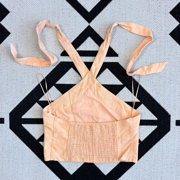 Abercrombie & Fitch Linen Blend Halter Crop Top in Light Orange Medium - Image 7