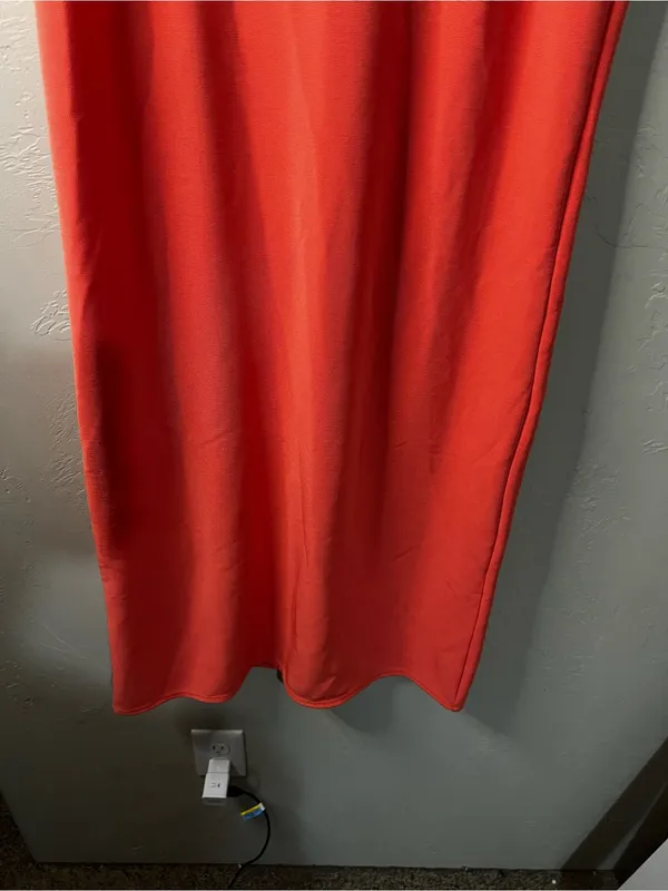 Slinky Brand Coral Orange Sleeveless Midi Dress Casual Resort Summer - Image 4
