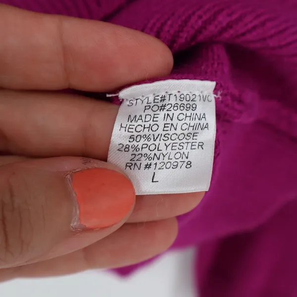 VICI Magenta Mock Neck Relaxed Knit Sweater L - Image 4