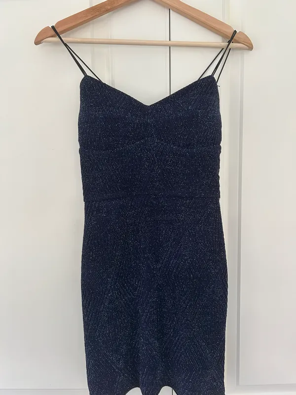 Tight Navy Sparkly Dress Blue Size 2 - Image 2