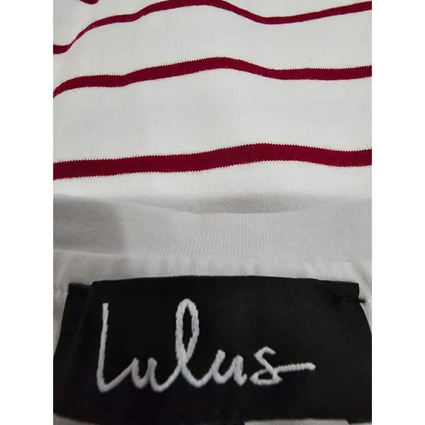 Lulus Knit T Shirt Dress White Red Lined Striped Fisherman Size Small Natical - Image 8