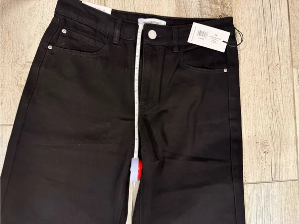 WeWoreWhat Straight Leg Mid Rise Black Denim Jeans - Image 5