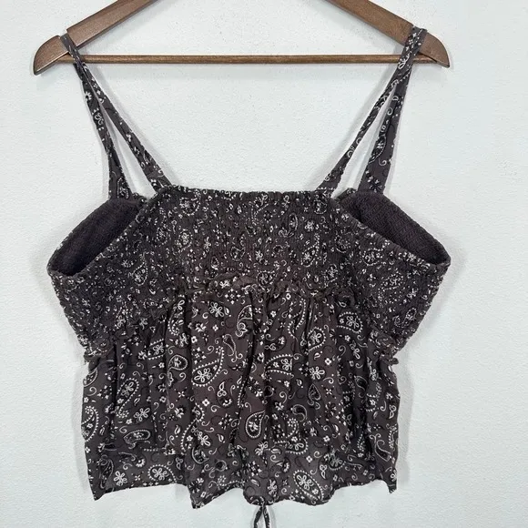American Eagle‎ Outfitters Smocked Paisley Print Crop Tank Top Women XL Festival - Image 3