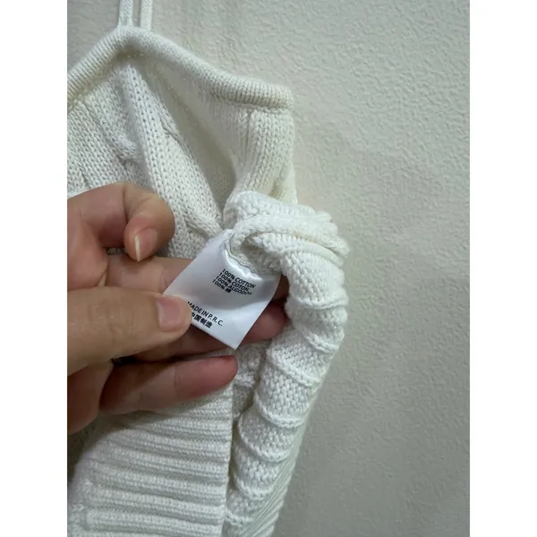 Brandy Melville White Cable Knit Cami Tank Top Cropped Cotton Sleeveless One Sz - Image 6