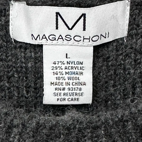 Magaschoni Women's Size Large Crewneck‎ Wool Mohair Blend Grey Sweater - Image 6