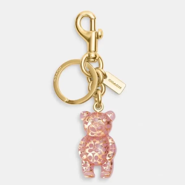 Coach Resin Gummy Bear Bag Charm Gold and Pink. Perfect for Coach Collectors! - Image 2
