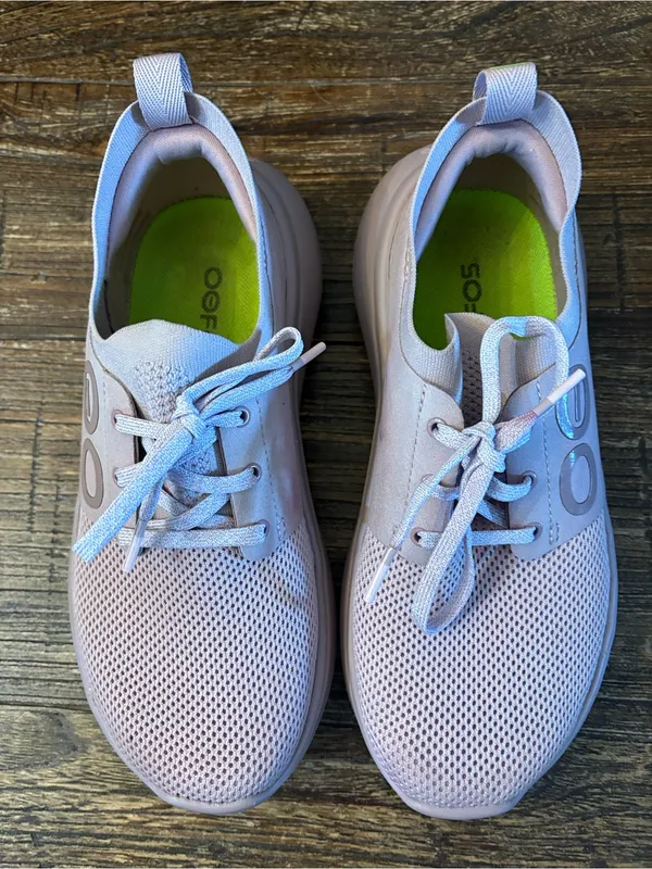 OOFOS OOmy Stride Recovery Sneakers Women Size 7 Stardust Pink Knit - Image 3