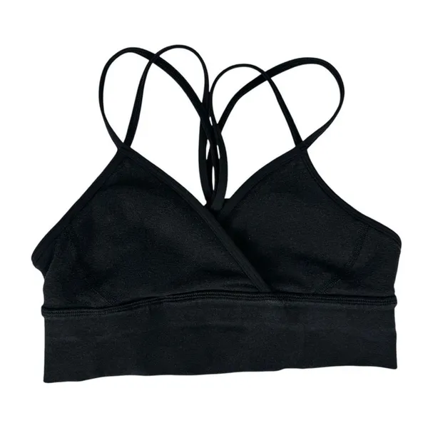 Lululemon Superb Bra Sz 4 Black Practice Cotton Strappy Open Back - Image 3